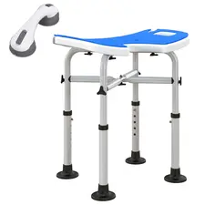 HOMCOM 39-51.5cm 'U' Seat Padded Shower Stool - Dark Blue - 1