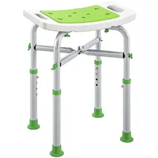 HOMCOM 44-51.5cm Aluminium Frame Shower/Bath Stool - Green - 1