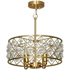 HOMCOM 51 Crystallite Four-Bulb Chandelier - Gold-Tone - 1