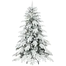 HOMCOM 5ft Super Flocked Christmas Tree - Green/White - 1
