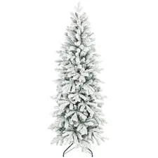 HOMCOM 6ft Flocked Artificial Christmas Tree - 1