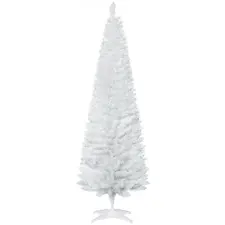 HOMCOM 6ft Unlit Artificial Christmas Tree, Pencil Slim Xmas Tree with Solid Stand and Realistic Branches, White - 1