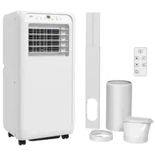 HOMCOM 9,000 BTU Mobile Air Conditioner for Room up to 28m², with Dehumidifier, 24H Timer, Wheels, Window Mount Kit - 1
