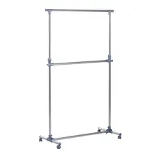 HOMCOM Heavy Duty Clothes Hanger Garment Rail Hanging Display Stand Rack w/ Wheels Adjustable - 1