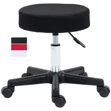 HOMCOM Hydraulic Swivel Salon Spa Stool Height Adjustable Facial Massage Tattoo with 3 Changeable Seat Covers, Black - 1