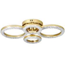 HOMCOM LED Ceiling Light, Modern 4 Rings Ceiling Lamp with Wall Switch Control, 40W 4350lm Flush Mount Ceiling Light with 3500K/4500K/6000K Colour Temperatures for Living Room, Bedroom, Gold Tone - 1