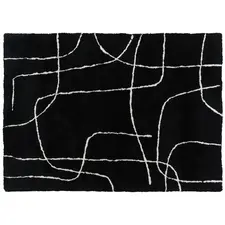 HOMCOM Modern Fluffy Area Rug, Geometric Pattern Washable Rug, Soft High Pile Floor Carpet for Living Room, Bedroom, Dining Room, Home Office, 170 x 120 cm, Black - 1