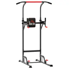 HOMCOM Power Tower Station with Dip Stand, Pull Up Bar Home Office Gym Training Workout Equipment - 1