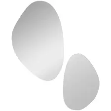 HOMCOM Set of 2 Pebble-Shaped Wall Mirror - Black - 1