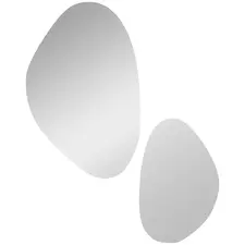 HOMCOM Set of 2 Pebble-Shaped Wall Mirror - Gold Tone - 1