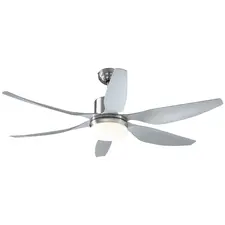 HOMCOM Reversible Ceiling Fan with Light, 6 Blades Indoor Modern Mount LED Lighting Fan with Remote Controller, for Bedroom, Living Room, Silver - 1