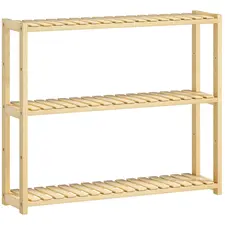 HOMCOM Three-Tier Bamboo Bathroom Rack - Natural Finish - 1