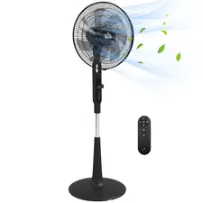 HOMCOM Three Mode Pedestal Fan, with Insect Repellant Box and LED Panel - Black - 1