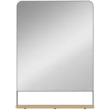 HOMCOM Wall Mirror with Wood Shelf - Black - 1