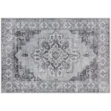 HOMCOM Vintage Area Rug, Non-Slip Washable Rug, Flannel Floor Carpet for Living Room, Bedroom, Dining Room, Home Office, 290 x 200 cm, Grey - 1