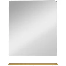 HOMCOM Wall Mirror with Wood Shelf - Black - 1