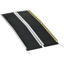 HOMCOM Wheelchair Ramp, 152L x 73Wcm, 272KG Capacity, Folding Aluminium Threshold Ramp with Non-Skid Surface, Transition Plates Above and Below for Home, Steps, Stairs, Curbs, Doorways - 1