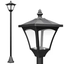 Outsunny 1.2m Solar Powered Outdoor Lamp Post - Black - 1