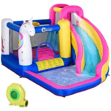 Outsunny 5 in 1 Bouncy Castle, with Blower, for Ages 3-8 Years - Multicoloured - 1