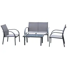 Outsunny Four-Piece Minimal Garden Patio Set - Grey - 1