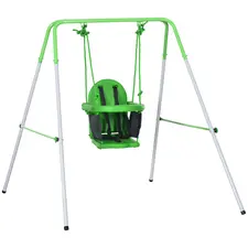 Outsunny Kids Swing, Steel Nursery Swing, with Seatbelt, High Support Back, Front Guard, for Ages 6-36 Months - Green - 1