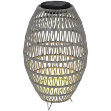 Outsunny Rattan Solar Lamp, Garden Solar Lantern with Auto On/Off Light, IP44 Waterproof, Decorative Outdoor Rattan Lamp for Porch, Pathway, Grey - 1