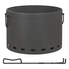 Outsunny Smokeless Fire Pit, 38cm Portable Wood Burning Firepit with Spark Screen and Poker, Low Smoke Camping Bonfire Stove for Garden Patio Picnic, Dark Grey - 1