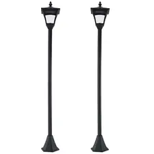 Outsunny Set of 2 Outdoor Garden Solar Post Lamp Sensor Dimmable LED Lantern Bollard IP44 Energy-saving 1.2M Tall, Black - 1