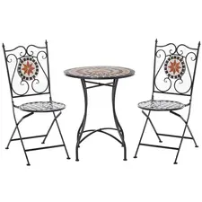 Outsunny Three-Piece Mosaic Bistro Table Set - Multicoloured - 1