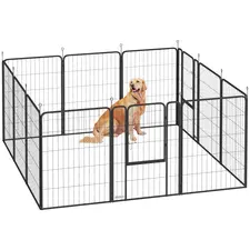 PawHut 12-Panel Solid Dog Playpen with Doors, for Large Dogs, 100cm Tall, Black - 1