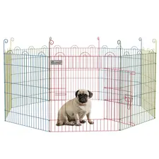 PawHut Pet Playpen Crate, with Eight Panels, Door, for Indoors and Outdoors, 60H x Φ156cm - 1
