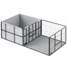 PawHut Seven-Panel Dog Whelping Box, Dog Playpen with Washable Whelping Pads, Wind-Resistant Fabric, for Small and Medium Dogs - 1