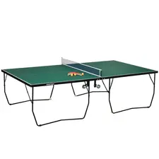 SPORTNOW 9FT Folding Tennis Table, with 8 Wheels, for Indoor Use, Green - 1
