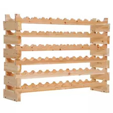 HOMCOM Six-Tier, 72 Bottle Wooden Wine Rack - Natural - 1
