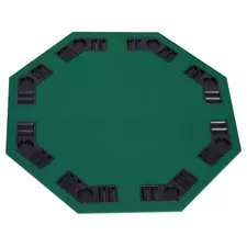 HOMCOM 1.2m/48 Inches Foldable Poker Table Top 8 Players Blackjack Tables Chip Trays - 1