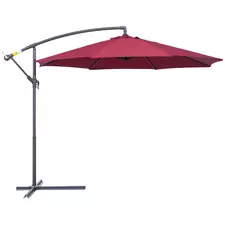 Outsunny 3m Water Resistant Terylene Hanging Parasol Wine Red - 1