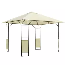 Outsunny 3 x 3 Meters Patio Garden Metal Gazebo Marquee Steel Frame with Canopy Awning Tent Water Resistant Cream - 1