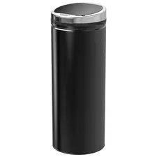 HOMCOM Motion Sensor Bin with Inner Bucket, 50L Hands-Free Touchless Kitchen Bin, Galvanised Steel Cylindrical Automatic Trash Can with Soft Close, Dustbin, Black - 1