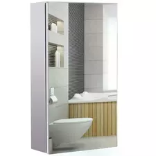 HOMCOM Stainless Steel Wall-mounted Bathroom Mirror Storage Cabinet 300mm (W) - 1
