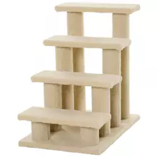 PawHut Dog Steps for Bed 4 Step Pet Stairs for Sofa Dog Cat Climb Ladder 63x43x60 cm Cream - 1