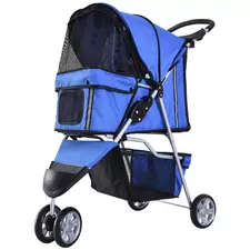 PawHut 3 Wheel Pet Stroller for Small and Miniature Dogs, Blue - 1