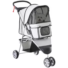 PawHut 3 Wheel Pet Stroller for Small and Miniature Dogs, Grey - 1