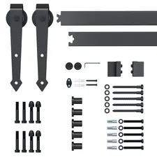 HOMCOM 6.6FT/200cm Black Sliding Door Kit for Single Barn Door, Antique Sliding Barn Door Hardware Kit with J Shape Hanger - 1
