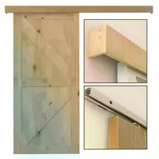 HOMCOM 6.5FT/2000mm Modern Sliding Barn Door Closet Hardware Track Kit Aluminium Track System Unit For Single Wooden Door - 1