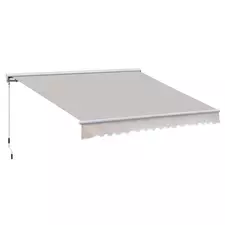 Outsunny 3.5Lx2.5M Retractable Manual/Electric Awning-Cream White/White - 1