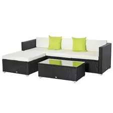 Outsunny White Rattan Garden Furniture 4-Seater Outdoor Sofa Set with Coffee Table - White - 1