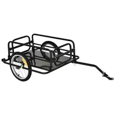 HOMCOM Bike Cargo Trailer in Steel Frame Extra Bicycle Storage Carrier with Hitch-Black - 1