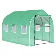 Outsunny Polytunnel Greenhouse with Windows and Door, Walk in Greenhouse for Garden, Backyard (3 x 2 M) - 1