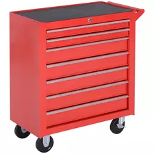 DURHAND 7-Drawer Tool Box on Wheels Tool Cabinet 150 Load with Lockable Swivel Castors, Red - 1