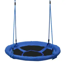 HOMCOM Kid Nest Swing Seat Saucer Tree Swing 40 Inch/100cm for Outdoor Indoor Blue - 1